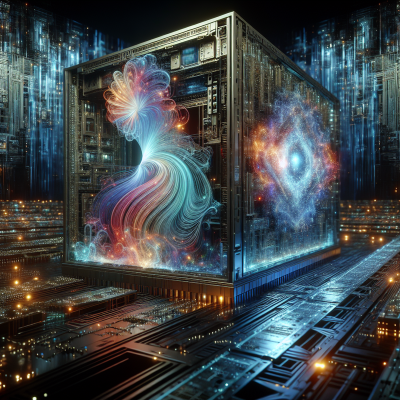 Experience quantum computing evolution through Nvidia's CUDA-Q platform, portrayed in striking digital art.