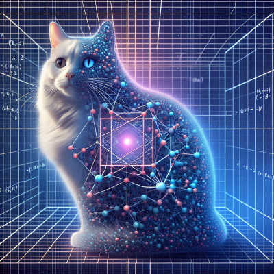 Quantum computing's cat qubit in ultra-realistic art, inspired by Schrödinger's paradox.