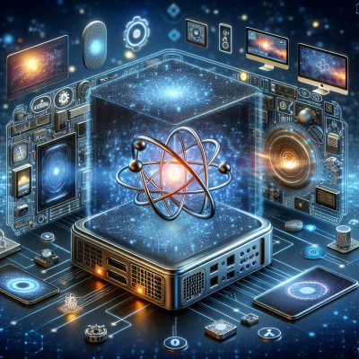 "Ultra-modern depiction of quantum computing's fusion with IoT devices - Future tech."