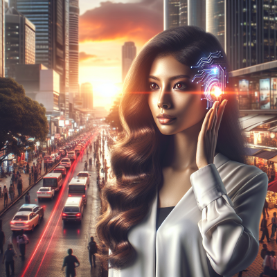 "AI-Earwear in Cityscape: A Fusion of Next-Gen Tech & Urban Life"