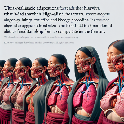 Detailed anatomy artwork of adapted high-altitude Tibetan women, ultra-realistic illustration