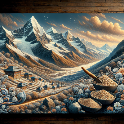 "Explore Shilajit's Composition & Uses in a Vivid Himalayan Art Style, Text-Free"