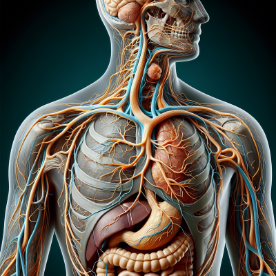 "Ultra-realistic Vagus Nerve Path Illustration: In-depth scientific exploration."