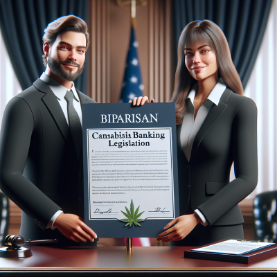 "Congressman introduces bipartisan cannabis banking bill in ultra-realistic image"